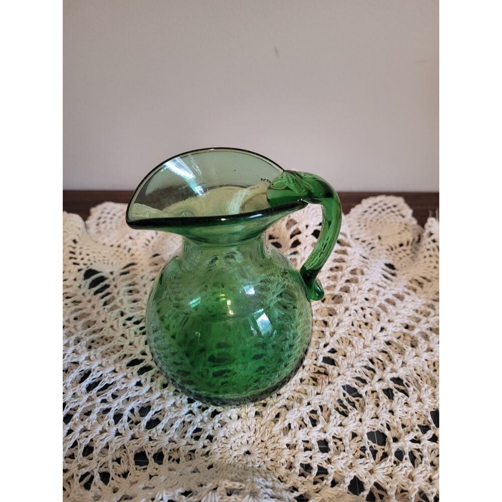 vintage mid-century modern hand blown glass pitcher